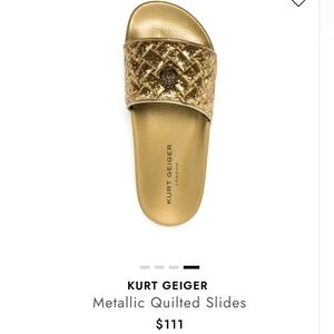 Kurt Geiger Gold Metallic Quilted Slides